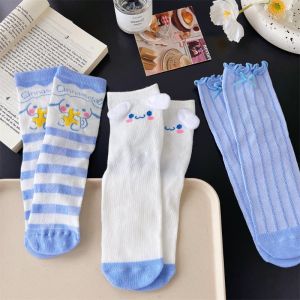 Kawaii Sanrio Cartoon Socks Pure Cotton Mid Tube Socks Cinnamoroll Cute Student Dress Up Warm Anime Girl Gift