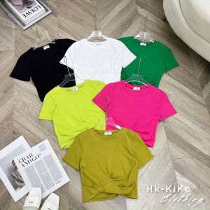 Áo croptop xoắn eo sang chảnh nhiều màu Áo croptop tay ngắn xoắn eo chất thun mềm mịn