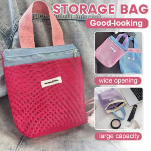 (Local Stock) 20x19cm Dopamine Mesh Travel Toiletry Bag  Makeup Bags with Zipper  Straps Portable Organiser - Lightweight Pastel Ventilated Skincare Organizer