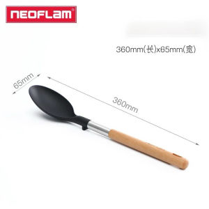 Neoflam Non-stick Pan Household Wooden Handle 410 Stainless Steel Spatula SetFrying Slot Spatula Soup Ladle healthy PREMIUM 410 STAINLESS STEEL SAFE FOR NON-STICK PANS HEAT-INSULATED WOODEN HANDLES ceramic coatings last longer