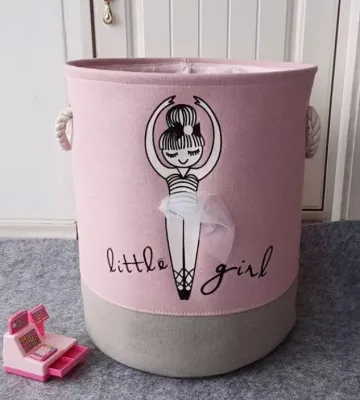 Baby Girls Canvas Collapsible Storage Basket Toys Cloth Organizer Pink Laundry Hamper Office Closet