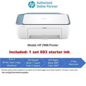 HP 2988/2989 Deskjet All-In-One Wifi Inkjet Printer - Print/Scan/Copy/Wifi/ budget printer