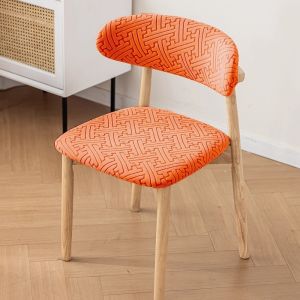 BHYJGD 1 Set Curved Backrest Dining Chair Cover Elastic Printing Pattern Armless Chair Cover Split Type Chair Dust Protector Home Decor