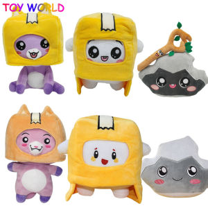 Lankybox World Foxy & Boxy & Rocky ตุ๊กตาของเล่นตุ๊กตาคู่ที่ถอดออกได้หุ่นยนต์การ์ตูนตุ๊กตากลายเป็นตุ๊กตาเตียงเด็กผู้หญิงหมอนของขวัญวันเกิด