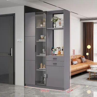 Light Luxury European Style Glass Entrance Cabinet Multi-Functional Shoe Cabinet & Wine Rack Modern Living Room Screen Partition Storage Unit with Free Shipping
