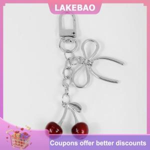 【LAKEBAO】 Anh đào màu Đỏ Keychain chuỗi Bowknot quyến rũ Mặt dây chuyền Keyring trang sức cho cô gái phụ nữ Quà Tặng túi trang trí