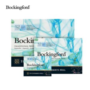Bockingford (สันกาว 1 ด้าน) หนา 300 gsm. ผิวกึ่งหยาบ จำนวน 12 แผ่น
