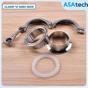 Clamp inox vi sinh bộ khớp nối nhanh ống inox 304/316L chuẩn SMS cùm kẹp ống Inox