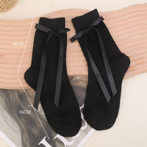 【♡Lovely girls house♡】Women Middle Tube Socks JK School White Sock Lace Ribbon Bow Socks