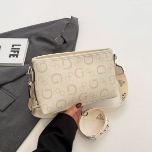 GUESS FOR 24x16x10CM  Women fashionable printed small square bag trendy letter women bag wide shoulder strap single shoulder crossbody bag