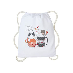 Tas Serut Tote Bag Motif Kucing Cat Lucu Aesthetic Kanvas Wanita Goodie Bag Souvenir Ulang Tahun