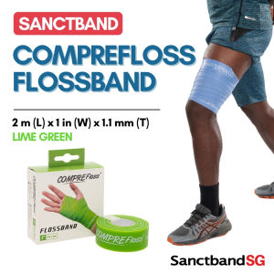 Sanctband COMPREFloss Flossband 1 inch x 2m Myofascial Release Flossbands Light Level Resistance Bands Lime Green