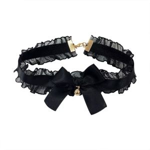 HULEQQI Dễ thương Kawaii Ren dây chuyền Tính cách Người giúp việc Dành cho các bạn gái Đồ trang sức cổ cosplay Vòng cổ hàn quốc Vòng cổ cung chuông Chuỗi xương đòn phụ nữ