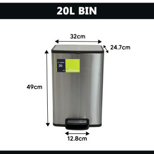 Kitchenut Tong Sampah Keluli Tahan Karat Premium Stainless Steel Trash Bin Garbage Recycling Bins Pedal Step Rubbish Bin