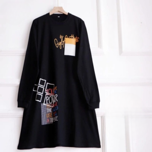 Tunik Wanita Lengan Panjang Power Tunic Bahan Kaos Katun Combed Apk Sablon Baju Atasan Jumbo Simple