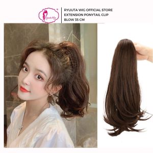 Ryuuta Wig Extension Ponytail Jepit Blow Panjang G35 Hitam Coklat 35 cm