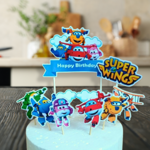 Topper Super Wings Custom Nama untuk Hiasan Kue Ulang Tahun / Ultah Anak Karakter (Toper Cake)