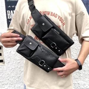 Beltbag สังเคราะห์สำหรับผู้ชายหนังเนื้อบุรุษ Waistbag สบายๆ