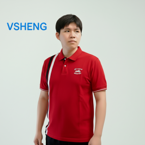 VSheng Big Size Polo T Shirt For Men Collar Casual Plus Size Threadwork Cuff Man Tops