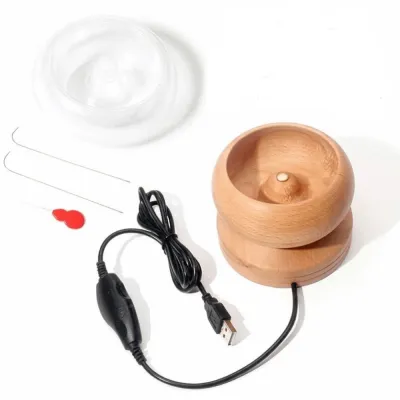 Easy Rotation Wooden Bead Spinner Automatic Speed Solid Wood Electric Spinning Bead Bowl Beading Supplies Wooden Bead Stringing Tool Jewelry Making