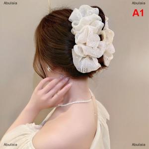 [COD] Abulaia Retro New Large Butterfly Clouds Mesh Hair Clips Fashion Ponytail Shark Grab Clip Girls Gift Hair Accessories