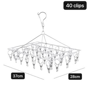 Household Clothes Drying Hanger Rack with 40clips Windproof Strong clips Socks Underwear Clip Rack