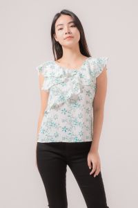 RIMINI - Atasan Wanita Blouse Holiday Tanpa Lengan Bunga-Bunga kekinian XS-XL - Elvie Top 89999