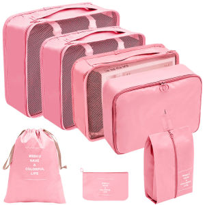 8pcs Travel Organizer Set Portable Luggage Suitcase Organizer Waterproof Wash Bag Clothes Storage Shoe Tidy Pouch Bag