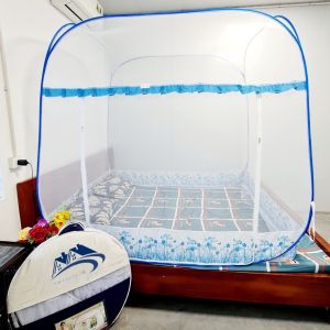 Màn chụp tự bung đỉnh vuông Mùng chụp cao cấp màn gấp có viền chống muỗi