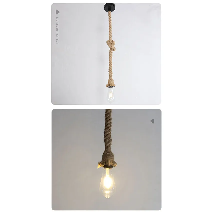 Vintage Style Hemp Rope Pendant Light Cord Kits Eu Plug Switch E27 Vintage  Lamp Holder for Simple Hanging Lamp Decor Lamp Base Power Cord EU Plug Hemp 