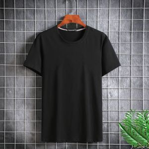 【4XL-12XL】160KG Can Wear Odell Cotton Soft Elastic Lightweight Smooth Big Plus Size Fat Oversize Mens Solid Color Short Sleeve T-Shirt Loose Casual Summer