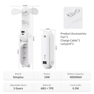 Simplus Portable Fan Small Fan Mini Fan Cooling Fan Handheld Mini USB Electric Fan Portable 3-speed Wind Speed