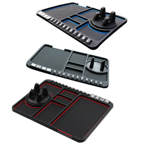 Anti-slip Car Dashboard Mat Silicone Pad Car Organizer Separate Compartments for for Cell Phone Sunglasses Keys Coins