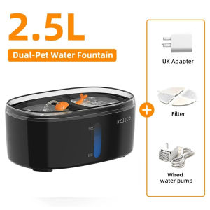 ROJECO 2.5L Dual-Pet Water Fountain Cat Water Dispenser Automatic Pet Water Dispenser Filter Accessories Cat Drinking Fountain