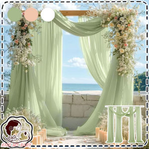 Chiffon Champagne Beige Wedding Arch Draping for Ceremony Reception Decora Sheer Fabric Curtains for Party Stage Bridal Shower