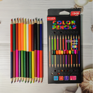 Rex TT 12ชิ้น/ชุด ดินสอสีสองหัว 24สี สำหรับเด็ก ปลอดสาร มีวันหมดอายุ