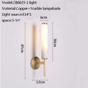 Modern Luxury Spain Natural Marble Tube LED Wall Lamp Living Room Restaurant Hotel Bedroom Black Gold Copper Base Sconces Light