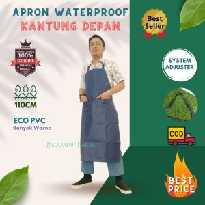 Apron Celemek masak anti air kantung depan pvc navy