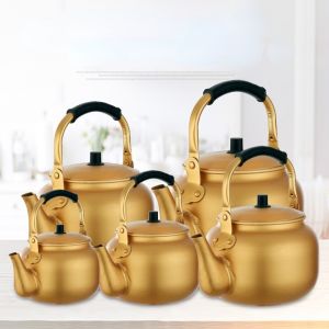 GOODOO 0.75-4L Large Capacity Kitchen Accessories Household Gold Aluminum Coffee Pot Portable Teapot Water Kettle