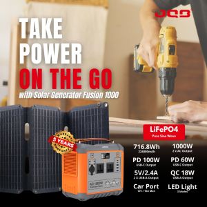 JQB Fusion 1000 | LiFePO4 Battery | Portable Power Station | 1000W | 716.8Wh/(224000mAh)