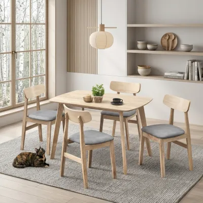 MUSE Design PUBLIC LINDA Set meja makan kayu 4 Seater Dining Set With Bench
