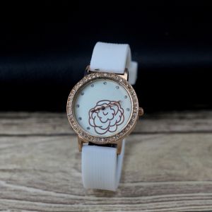 Jam tangan fashion Wanita Bunga Rose CN1 tali karet analog