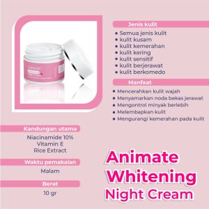 [COD]-Skincare Animate Instant Whitening Night Cream / Pencerah Wajah-beautystore19