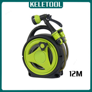 Retractable Garden Hose Reel 16m Water Hose Reel with 6 Function Spray Gun The Complete Watering Solution Can be Wall Mount