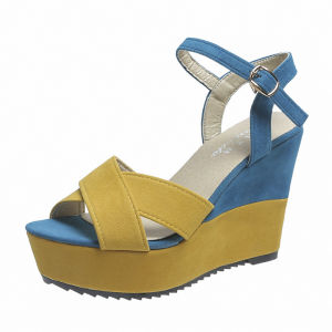 [Free Shipping] New Spring And Summer Collection: Fashionable Color-Blocked Women’S Sandals With Thick Soles Wedge Heels And A Fish-Mouth Design