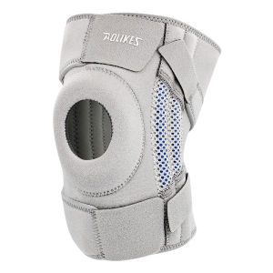 Knee Brace Support Open Patella Spring Stabilizer Anti-Slip Silicone Gel Pad Breathable Mesh Knee Guard Compression Wrap for Running Gym Hiking Basketball Men Women Arthritis Meniscus ACL Pain Relief Adjustable