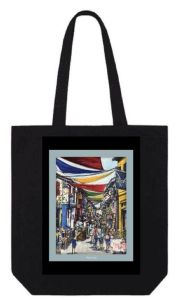 Uniquely Singapore Canvas Tote Bag - Haji Lane by local artist Joanna Wong.