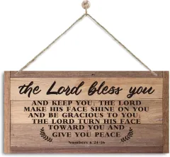 Front Door Wooden Hanging Sign - "May God Bless This Home & All Who Enter" Rustic Farmhouse Decor, 5x10 Inches - View #6