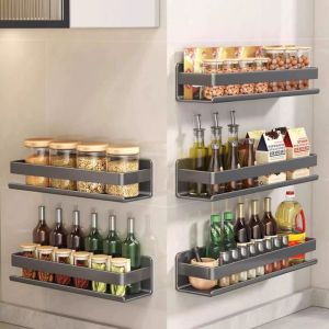 KLICKKRATE Stainless Steel Kitchen Hanging Rack Large Capacity Wall Mounted Kitchen Spice Rack High Quality Multifunctional Condiments Organizer Home