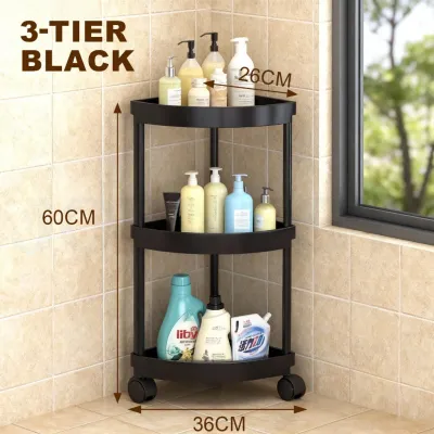 JOYNEST 3/4/5 Tier Sector Trolley Rack WheelMultifunction Storage KitchenRak Bathroom Rak Bertingkat